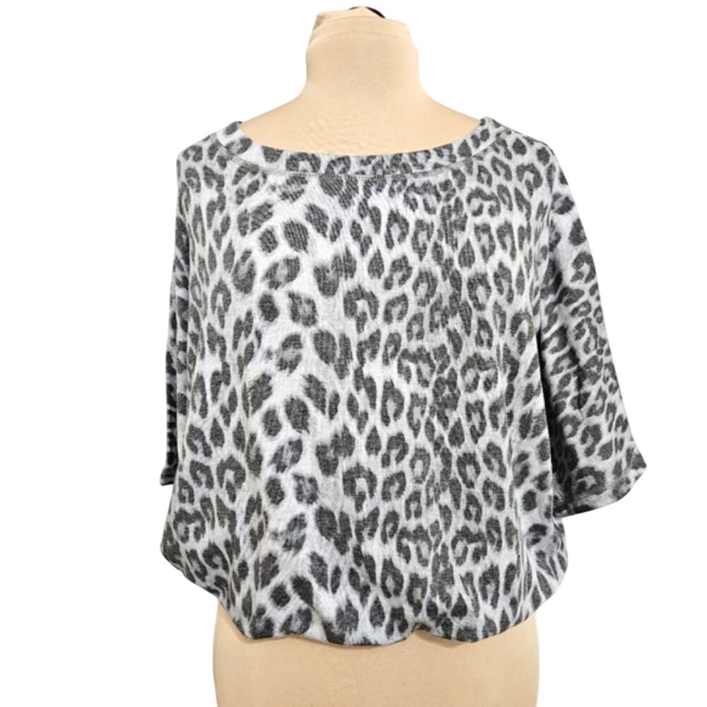 Peyton Jensen Animal Print 3/4 Sleeve Gray Blouson‎ Top Size Large